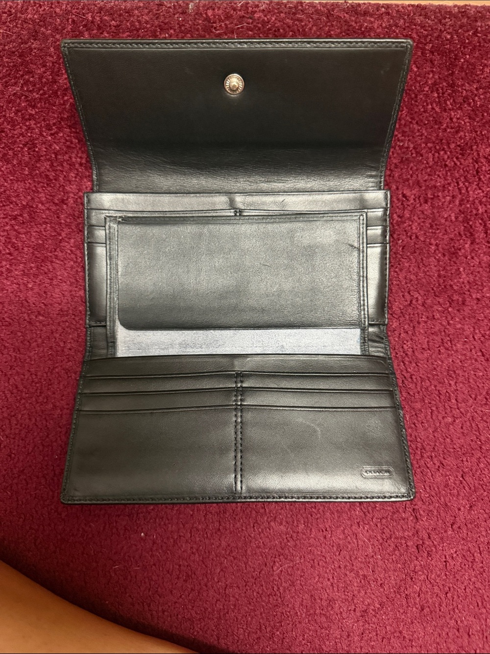 Coach Black and Cream Signature Foldover Wallet - Picture 3 of 5